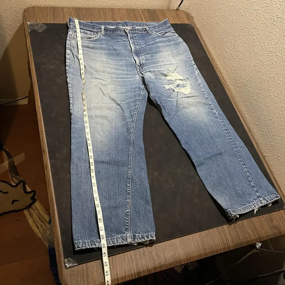 Levis Big E 1960s Single Stitch 505 Jeans 40in W 40x28 Blue Hem Zip Fly Talon 42